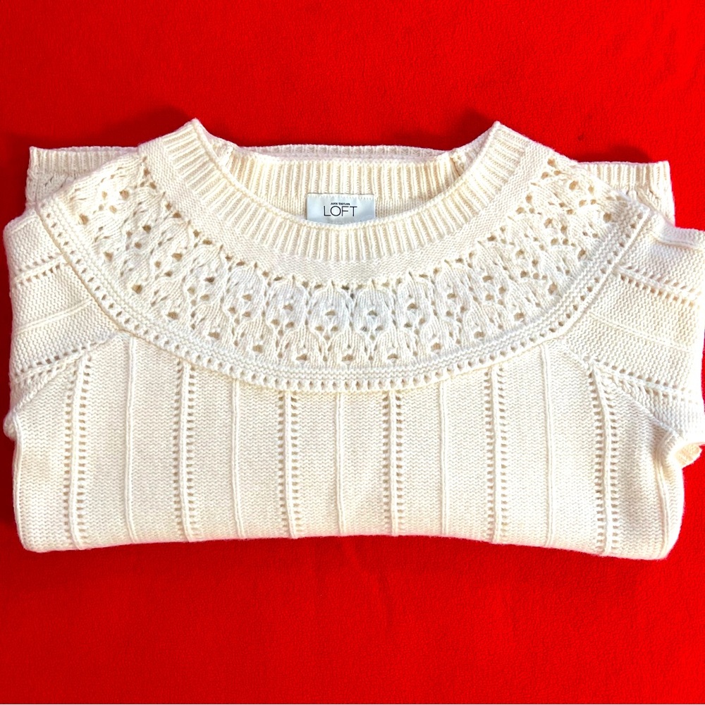 🆕 Ann Taylor Loft Sweater. Wool, Rabbit Hair, Cashmere Ivory color Size M